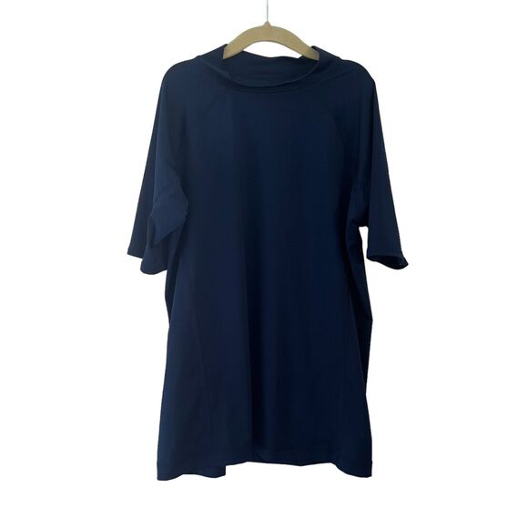 Land’s End Boys Navy Short-Sleeve Rash Guard Swim‎ Shirt Size Large 10-12 - Picture 1 of 9